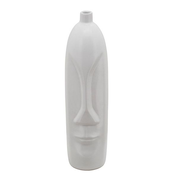 18" Solid White Ceramic Face Vase Kingston Living