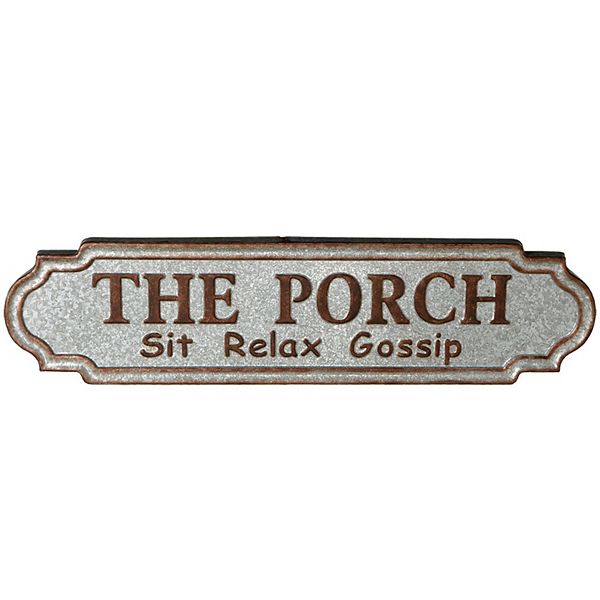 46" Gray Galvanized and Rustic Finish "The Porch" Printed Wall Decor Diva At Home