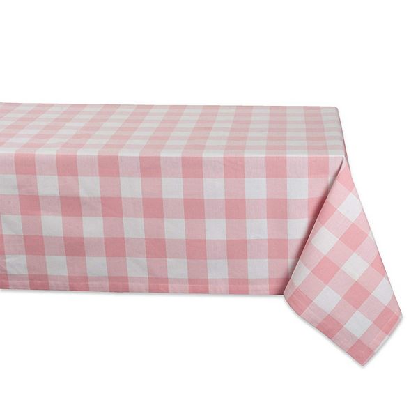 104" Pale Pink and White Checkered Rectangular Tablecloth Contemporary Home Living