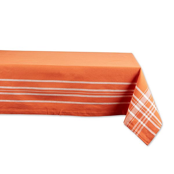 60" x 84" White and Burnt Orange Harvest Market Decorative Table Cloth Contemporary Home Living