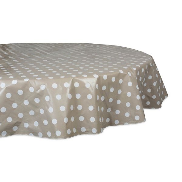 70" White and Beige Polka Dot Round Tablecloth Contemporary Home Living