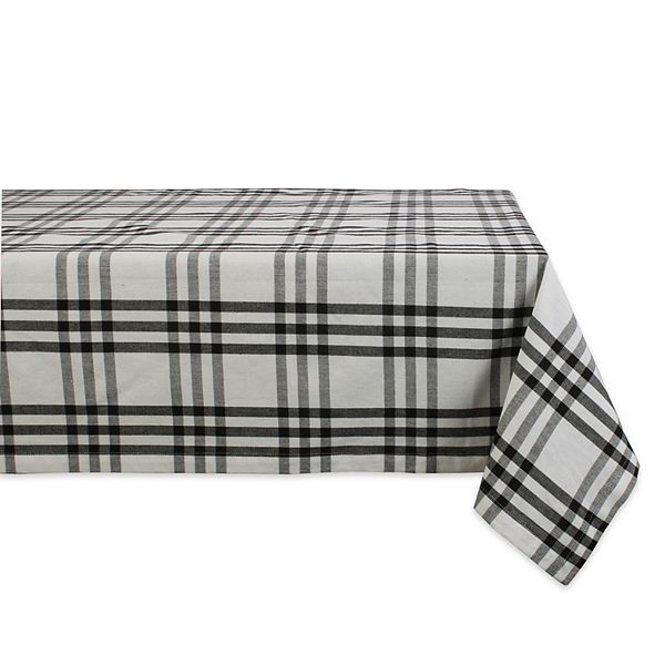 120" Cotton Tablecloth with Black Plaid Design Contemporary Home Living