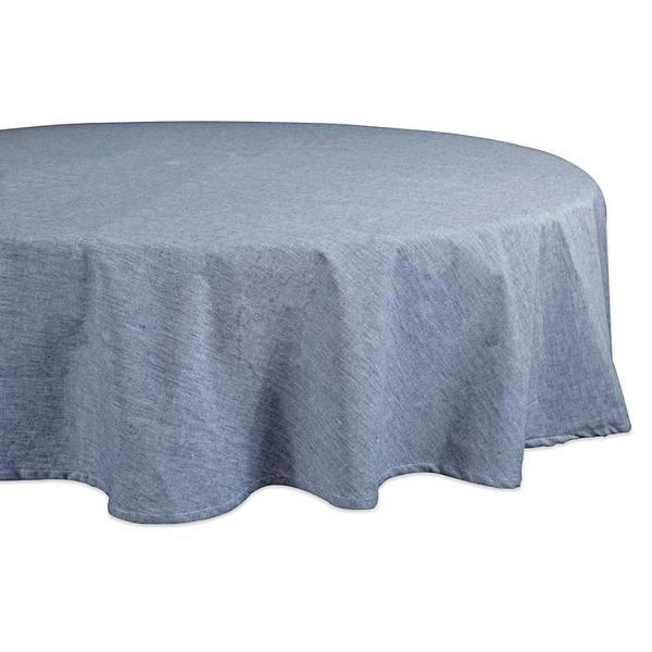 70" Blue Round Chambray Table Cloth Contemporary Home Living