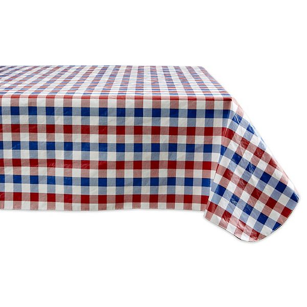 7' Red  White and Blue Americana Checkered Vinyl Tablecloth Contemporary Home Living