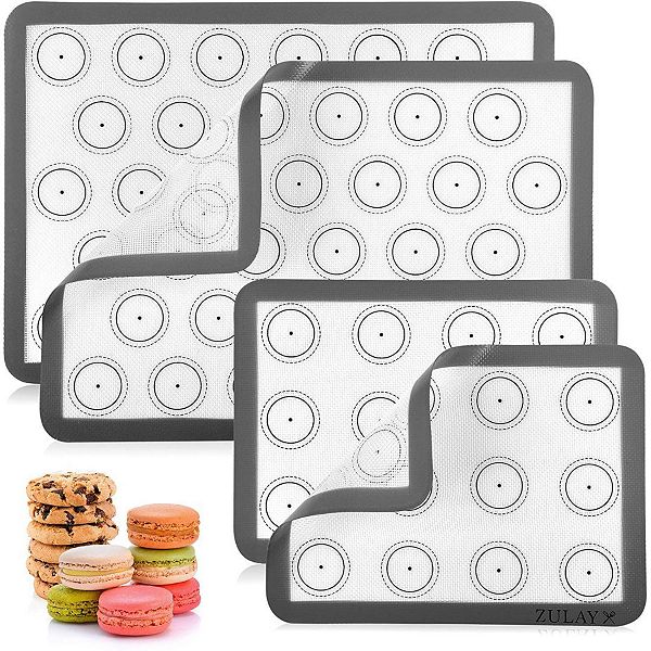 Zulay Kitchen Macaron Silicone Baking Mats - 4 Piece Set Zulay