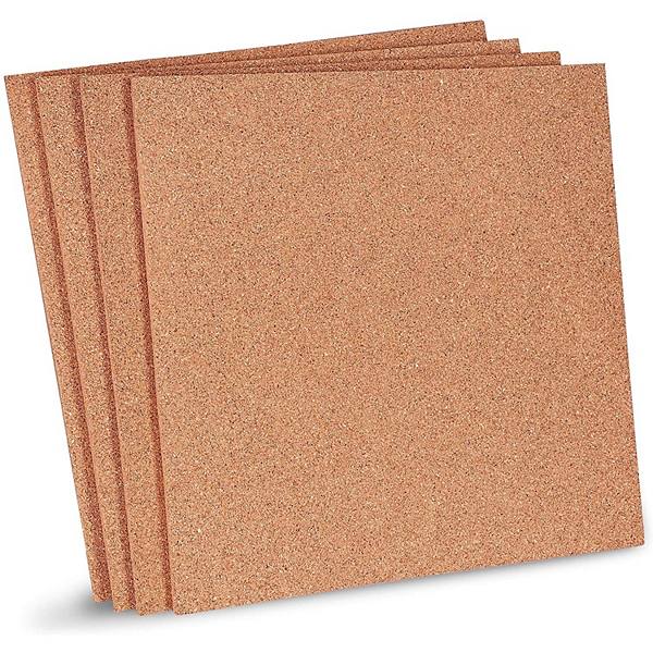 4 Pack Cork Bulletin Board, 1/4 Inch Frameless Natural Cork Tile Boards (12x12 In) Juvale