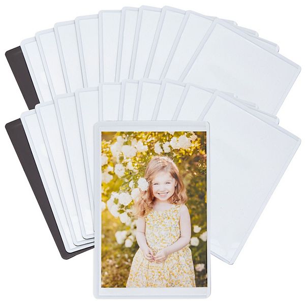 24 Pack 2x3 Magnetic Picture Frames for Refrigerator, Wallet Size Photo Pocket Sleeves (White) Juvale