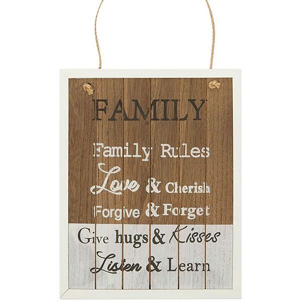 Rustic Wooden Plaque, Family Rules Sign (9.5 x 11.8 x 0.4 Inches) Farmlyn Creek