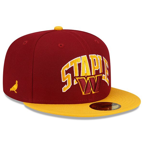 Мужская бейсболка Washington Commanders NFL x Staple Collection 59FIFTY, бордовая с золотой вышивкой New Era x Staple