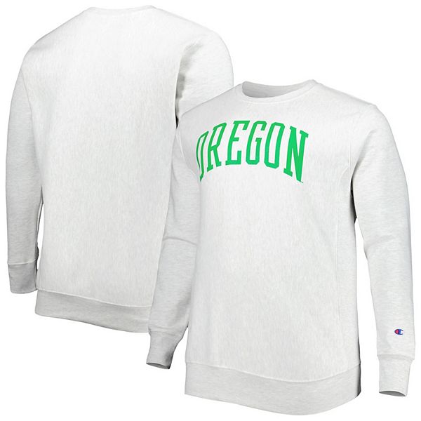 Мужская Футболка Champion Серый Oregon Ducks Big & Tall Reverse Weave Fleece Crewneck Pullover Champion