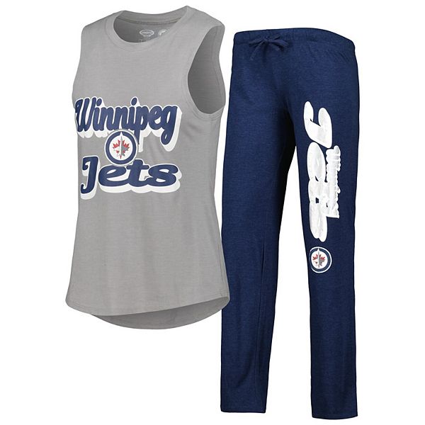 Women's Concepts Sport Heather Gray/Heather Navy Winnipeg Jets Meter Muscle Tank Top & Pants Sleep Set Unbranded