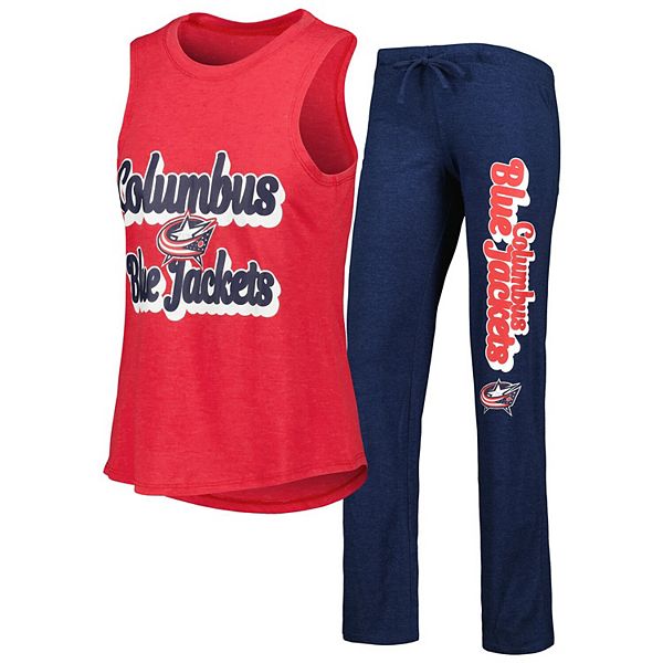 Women's Concepts Sport Heather Red/Heather Navy Columbus Blue Jackets Meter Muscle Tank Top & Pants Sleep Set Unbranded