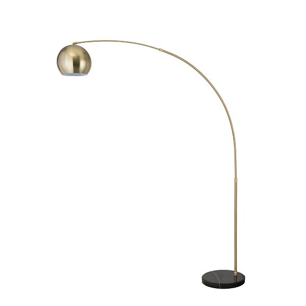 FC Design Modern Standing Adjustable Floor Lamp with Metal Dome Shade and Black Marble Base in Brass Gold Finish F.C Design