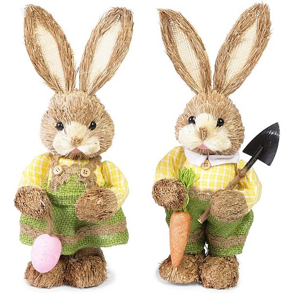 Standing Bunny Statues, Easter Bunny Figurines for Party and Home Decor (12 in, 2 Pack) Juvale