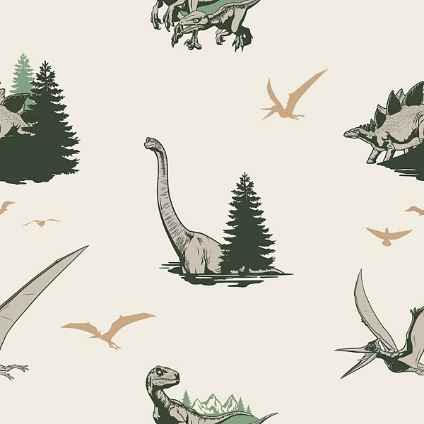 RoomMates Jurassic World Dominion Vintage Inspired Dinosaur Peel & Stick Wallpaper RoomMates