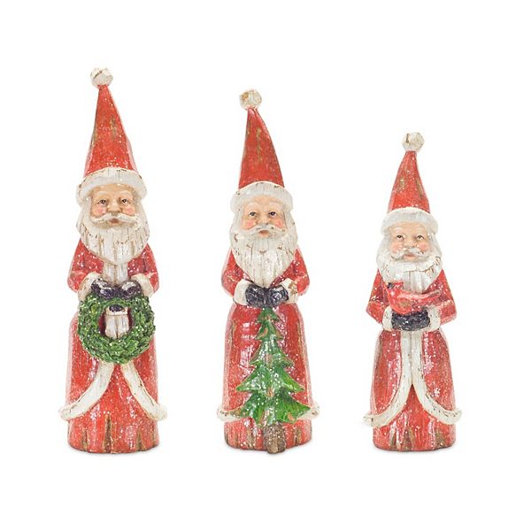 Set of 3 Red and White Charming Santa Decoration 10.25” Contemporary Home Living