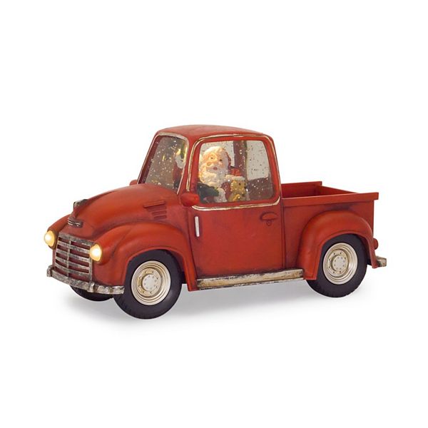 11.25" LED Red Truck and Santa Table Top Decoration with Timer - Battery Operated Contemporary Home Living