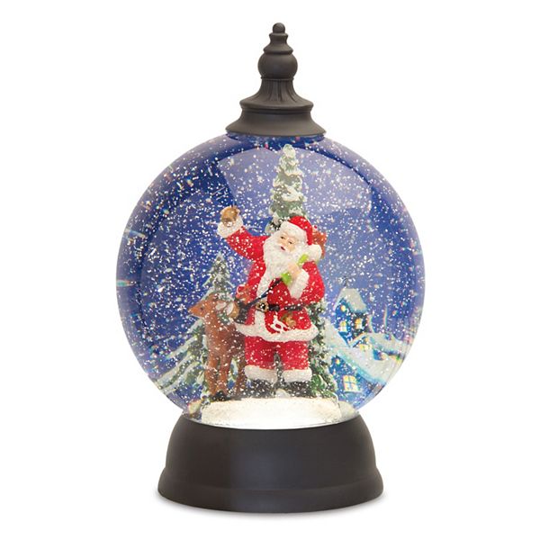 9.25" Black and Blue Santa in Sleigh Snow Globe Christmas Décor Contemporary Home Living