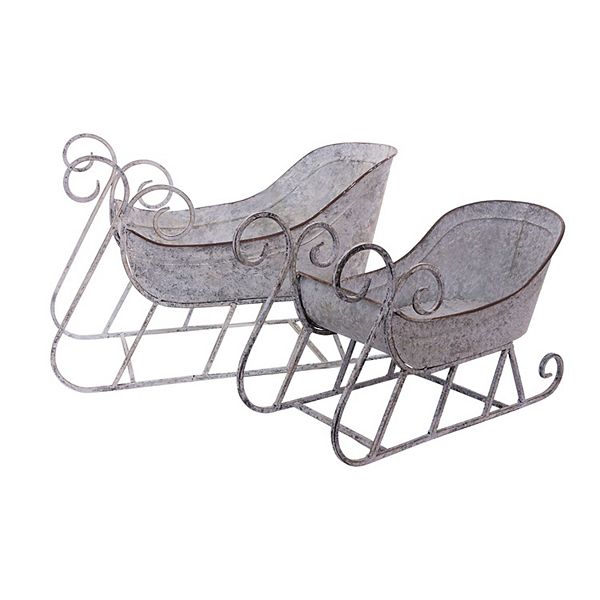 16" Gray Whitewashed Christmas Sleighs - Set of 2 Contemporary Home Living