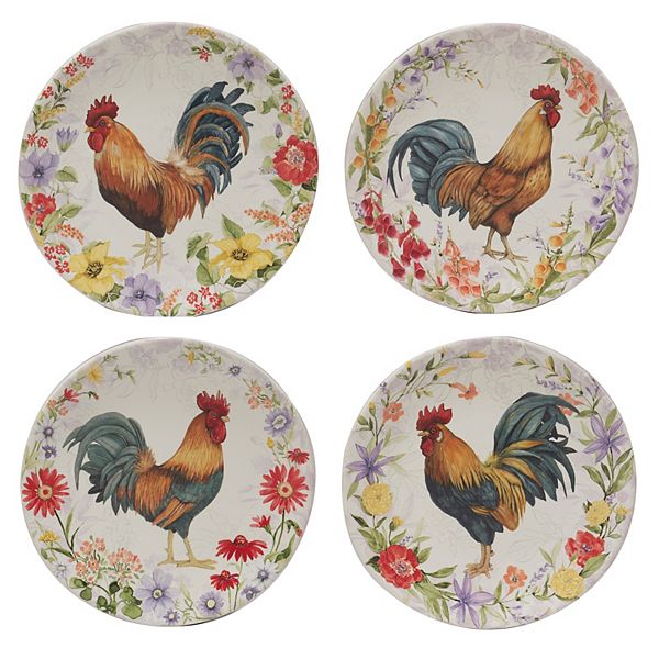 Certified International Floral Rooster 4-pc. Salad Plate Set Certified International