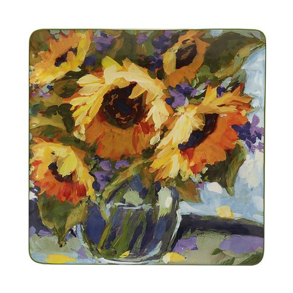 Certified International Sunflower Bouquet Square Platter Certified International