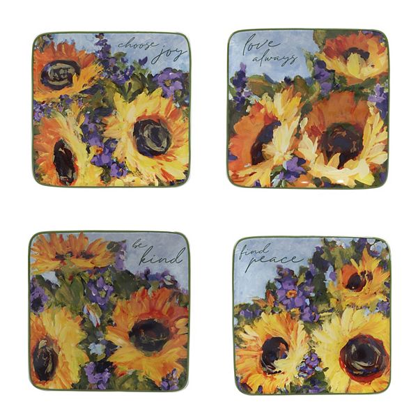 Certified International Sunflower Bouquet 4-pc. Canape Plate Set Certified International