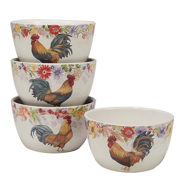 Certified International Floral Rooster 4-pc. Ice Cream Bowl Set Certified International