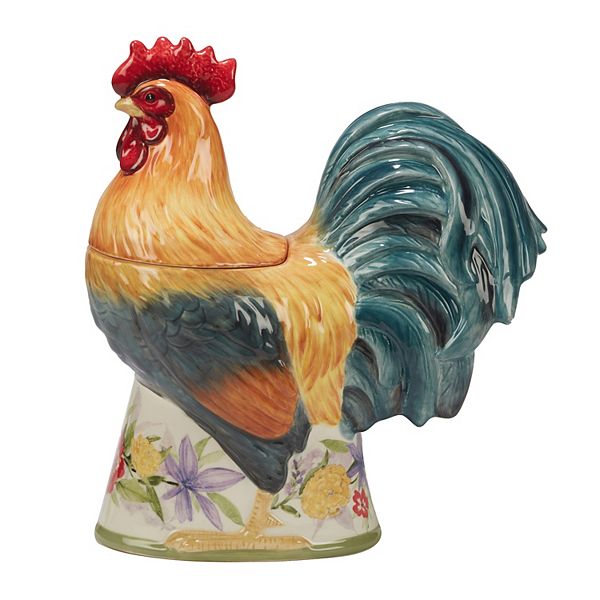 Certified International Floral Rooster 3D Cookie Jar Certified International