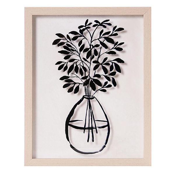 American Art Décor Branch Leaves in a Vase Printed Glass Wall Art American Art Décor