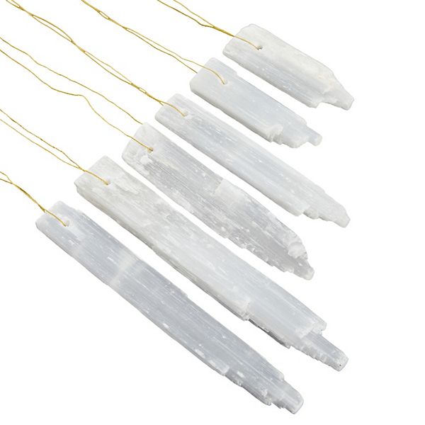 6 Pieces Selenite Sticks with String, Crystal Wands in 3 Sizes for Decoration (2.3 In, 4 In, 6 In) Juvale