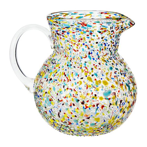 Handblown Spanish Sangria Pitcher, 84 oz Mexican Water Jug Glass Confetti Design Okuna Outpost