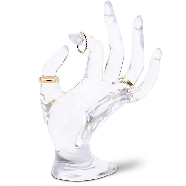 Clear Hand Shaped Ring Holder for Jewelry Display (6.3 Inches) Juvale