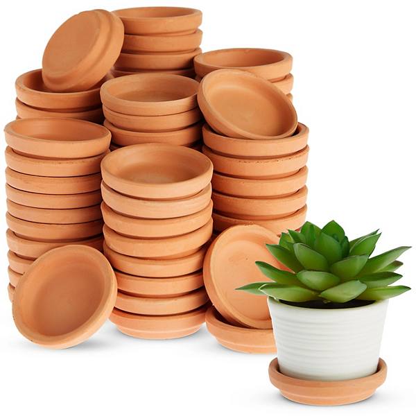 80 Pack 2 Inch Terracotta Saucers For Plant Pots, Plates For Indoor And Outdoor Planter Okuna Outpost