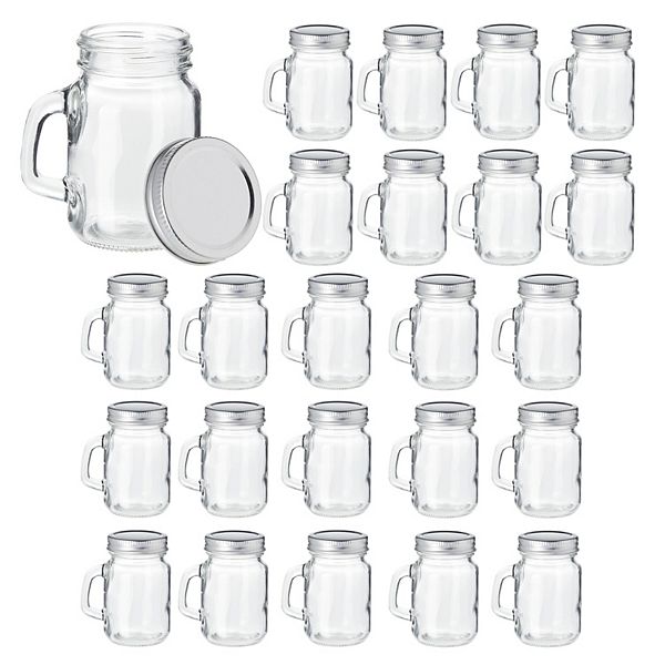 Juvale Clear Glass Mason Jars 4 oz with Silver Lids, 24 Pieces Juvale