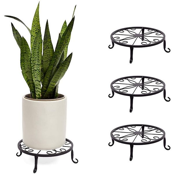 Farmlyn Creek Black Metal Plant Stand Set, Planter Holder (9 x 9 x 2.7 in, 4 Pack) Farmlyn Creek