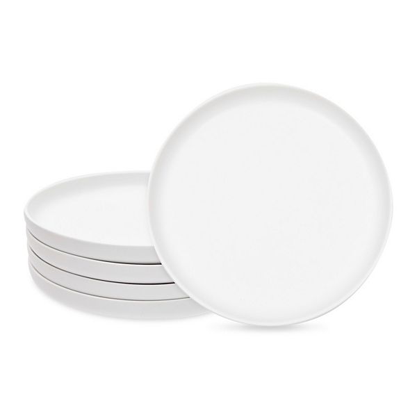 White Ceramic Dinner Plates Set Of 4 Serving Dinnerware Dishes (8 Inches) Okuna Outpost