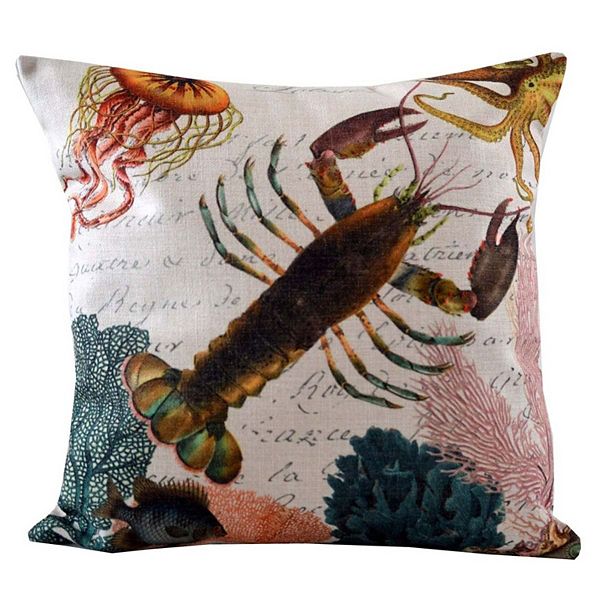 18" Black and Pink Decorative Lobster Throw Pillow Cover Golden Hill Studio