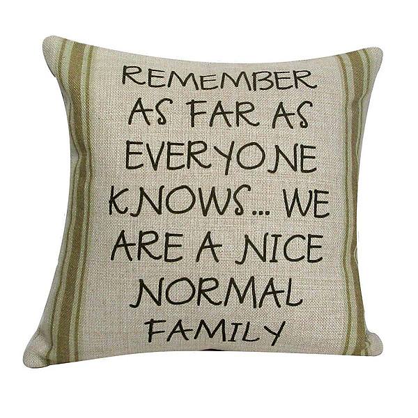 12" Tan with Green Striped 'Nice Normal Family' Decorative Throw Pillow Golden Hill Studio