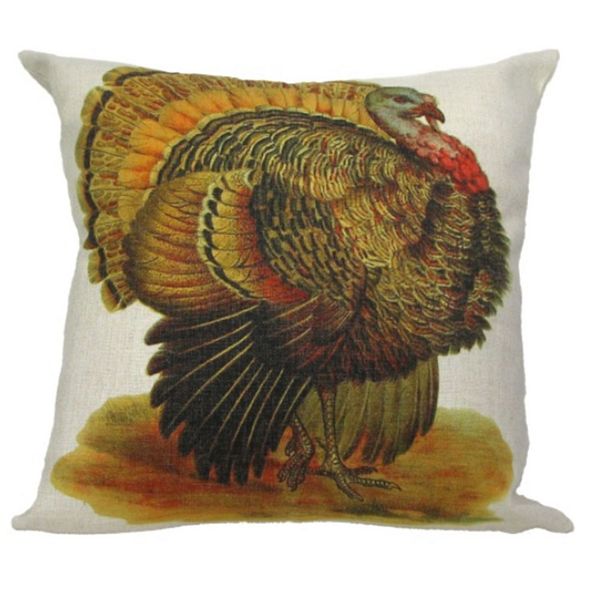 18" White and Yellow Turkey Square Throw Pillow Cover Golden Hill Studio