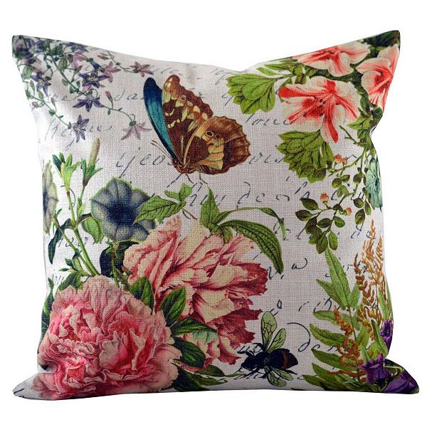 18” Butterfly Floral Throw Pillow with Insert Golden Hill Studio