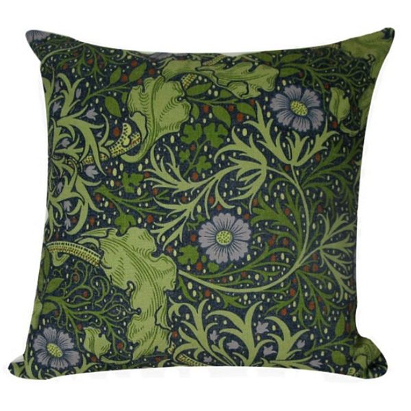 18" Green and Blue Floral Square Throw Pillow Cover Golden Hill Studio