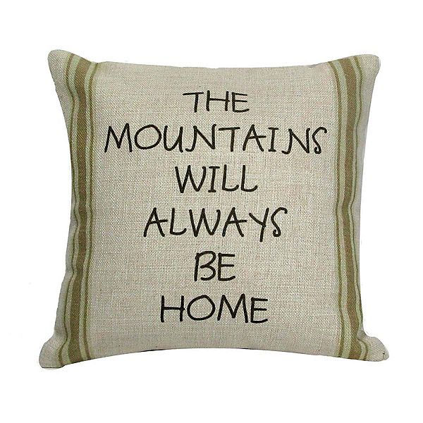 12" Black and Green Striped 'The Mountains Will Always Be Home' Throw Pillow Golden Hill Studio