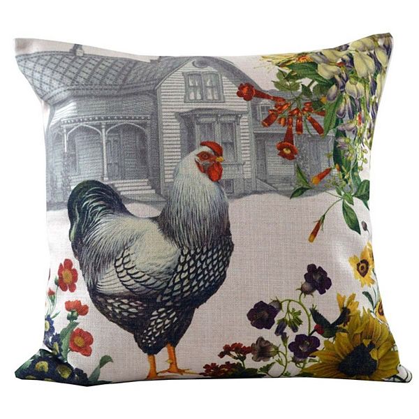 18" Black Hen and Farmhouse Throw Pillow Cover Golden Hill Studio