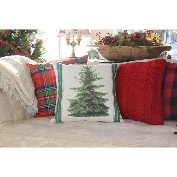 18" Vintage Pine Tree Throw Pillow w/insert Golden Hill Studio