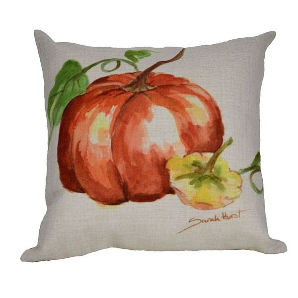 18" Red and Yellow Autumn Pumpkin with Gourd Decorative Throw Pillow Golden Hill Studio