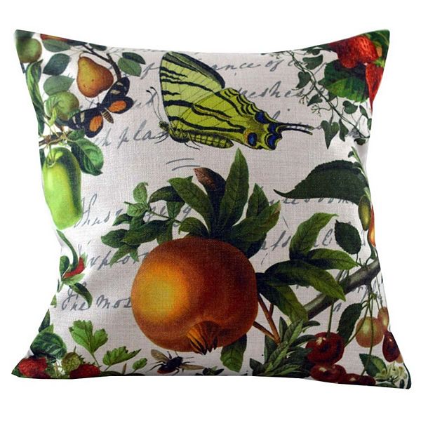 18" Green and Red Decorative Butterflies Throw Pillow Golden Hill Studio