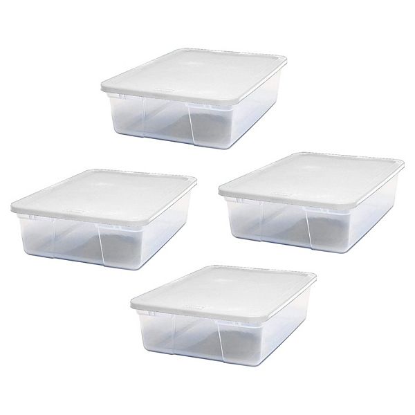 Homz 28 Qt Snaplock Clear Plastic Storage Container Bin With Secure Lid (4 Pack) Homz