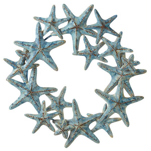 Set of 2 Blue Rustic Finished Layered Starfish Wreath Wall Decors 22” Diva At Home