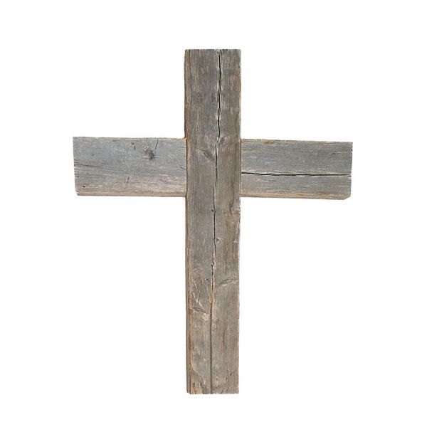 Rustic Christian 15 in. x 12 in. Old Reclaimed Wood Cross BarnwoodUSA