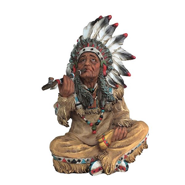 FC Design 10"H Indian Smoking a Pipe Statue Native American Decoration Figurine Home Room Decor F.C Design